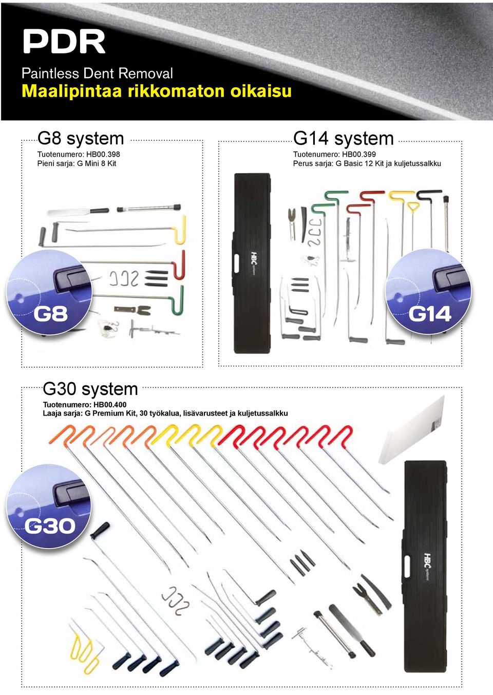 399 Perus sarja: G Basic 12 Kit ja kuljetussalkku G8 G14 G30 system