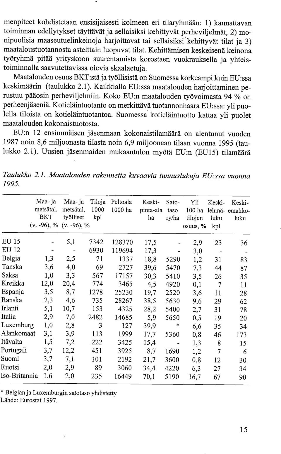 Kehittämisen keskeisenä keinona työryhmä pitää yrityskoon suurentamista korostaen vuokrauksella ja yhteistoiminnalla saavutettavissa olevia skaalaetuja.