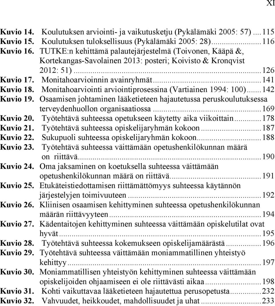 Monitahoarviointi arviointiprosessina (Vartiainen 1994: 100)... 142 Kuvio 19. Osaamisen johtaminen lääketieteen hajautetussa peruskoulutuksessa terveydenhuollon organisaatiossa... 169 Kuvio 20.