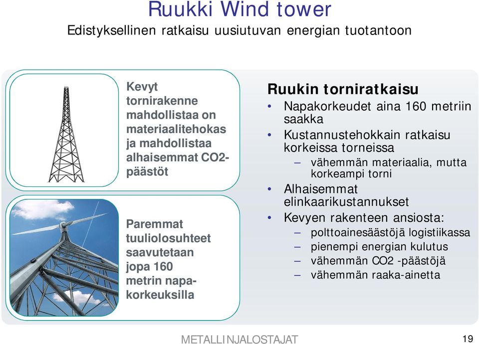 metriin saakka Kustannustehokkain ratkaisu korkeissa torneissa vähemmän materiaalia, mutta korkeampi torni Alhaisemmat elinkaarikustannukset
