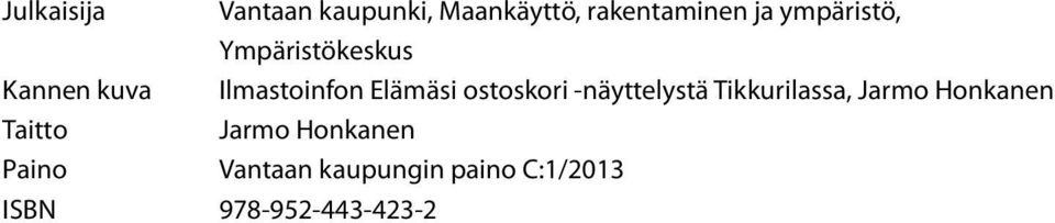 ostoskori -näyttelystä Tikkurilassa, Jarmo Honkanen Taitto