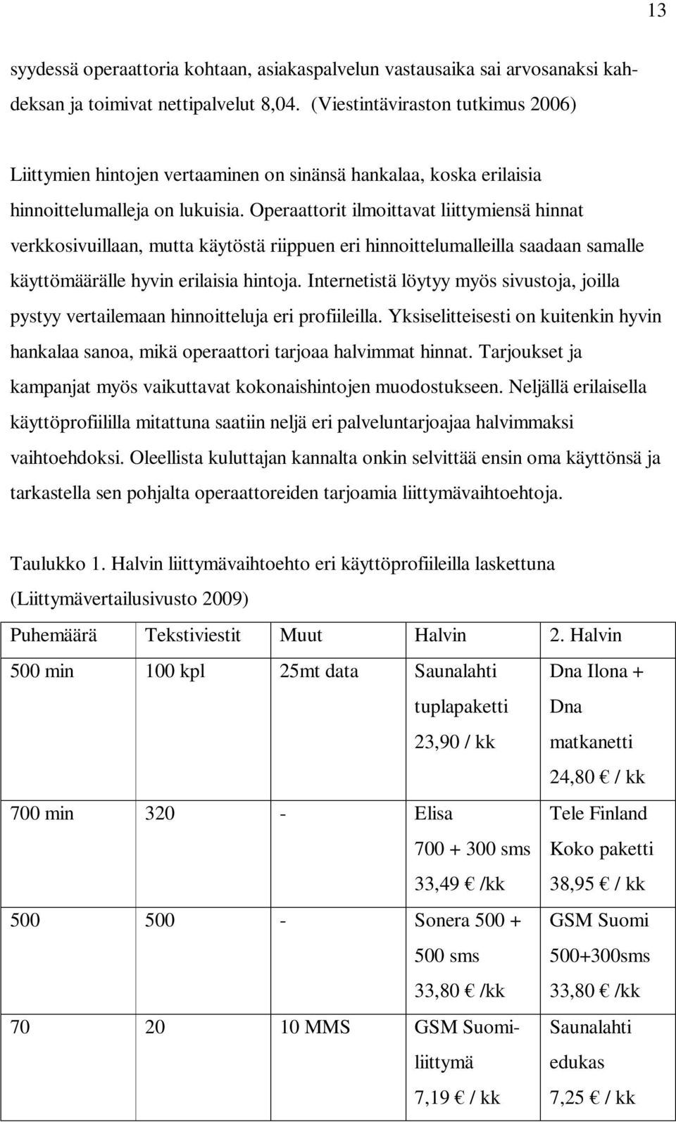 Operaattorit ilmoittavat liittymiensä hinnat verkkosivuillaan, mutta käytöstä riippuen eri hinnoittelumalleilla saadaan samalle käyttömäärälle hyvin erilaisia hintoja.