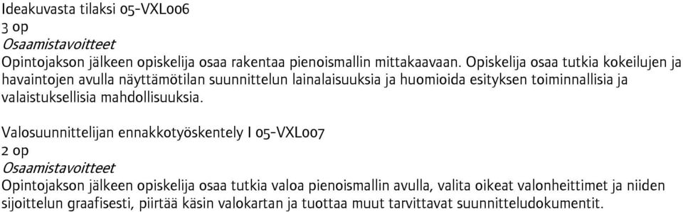 toiminnallisia ja valaistuksellisia mahdollisuuksia.