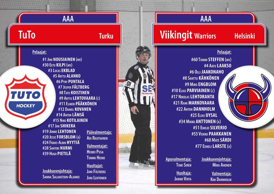 Nurmi Valmentajat: #39 Hugo Pietilä Heikki Pusa Sanna Salahetdin-Alanko Tommi Heino Huoltajat: Jani Fältberg Jani Lehtonen #60 Tommi Steffen (mv) #4 Aatu Laakso #6 Olli Jaakonaho #8 Santtu Kähkönen