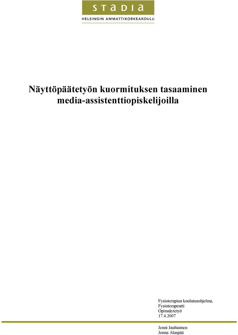 Fysioterapian koulutusohjelma,