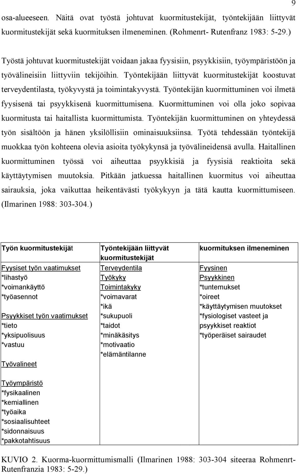 Työntekijään liittyvät kuormitustekijät koostuvat terveydentilasta, työkyvystä ja toimintakyvystä. Työntekijän kuormittuminen voi ilmetä fyysisenä tai psyykkisenä kuormittumisena.