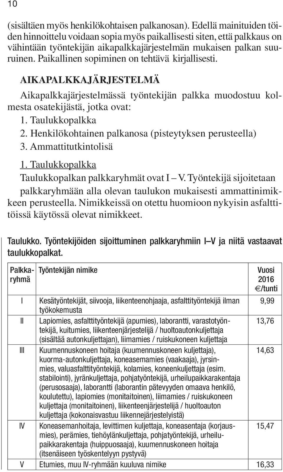 Paikallinen sopiminen on tehtävä kirjallisesti. AIKAPALKKAJÄRJESTELMÄ Aikapalkkajärjestelmässä työntekijän palkka muodostuu kolmesta osatekijästä, jotka ovat: 1. Taulukkopalkka 2.