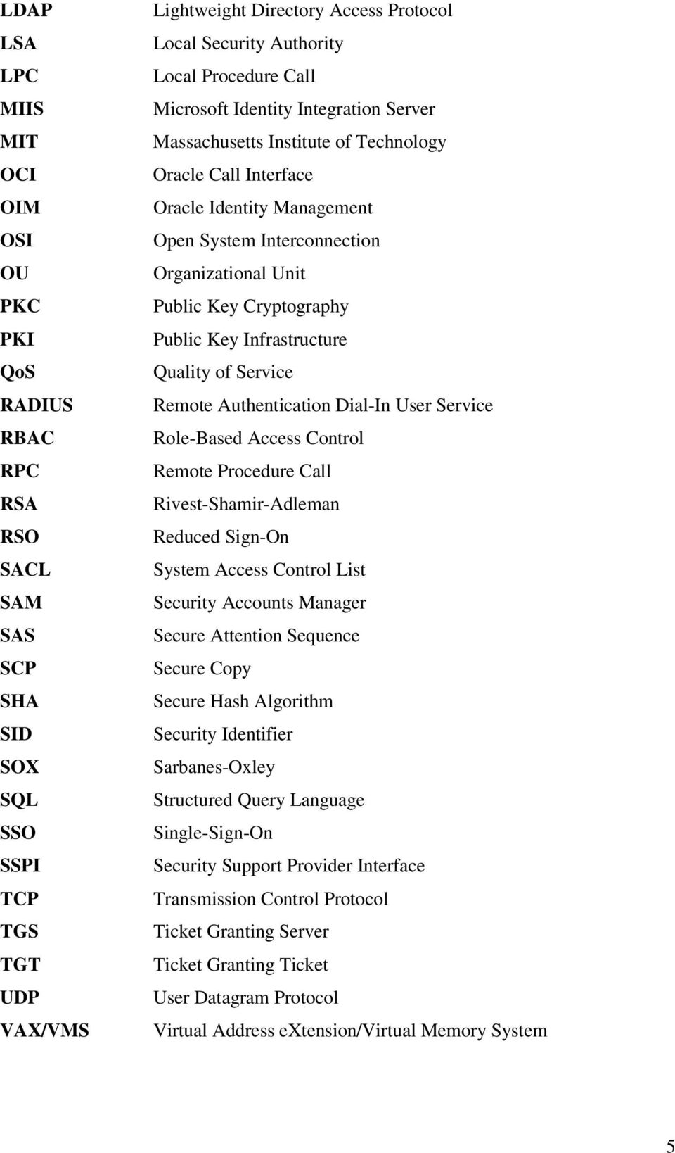 Unit Public Key Cryptography Public Key Infrastructure Quality of Service Remote Authentication Dial-In User Service Role-Based Access Control Remote Procedure Call Rivest-Shamir-Adleman Reduced