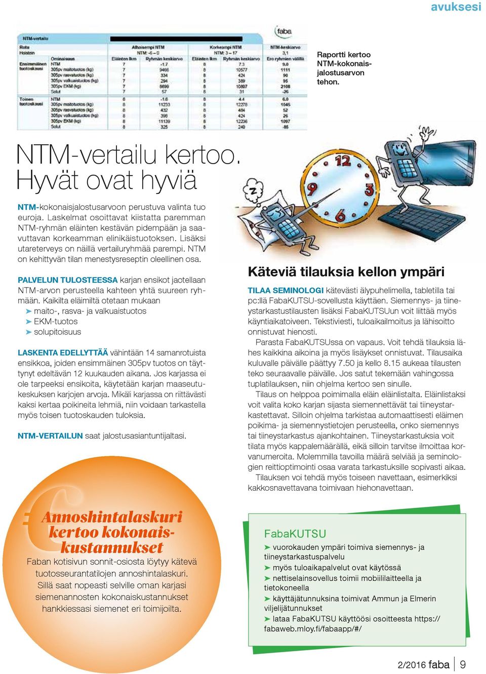 NTM on kehittyvän tilan menestysreseptin oleellinen osa. PALVELUN TULOSTEESSA karjan ensikot jaotellaan NTM-arvon perusteella kahteen yhtä suureen ryhmään.