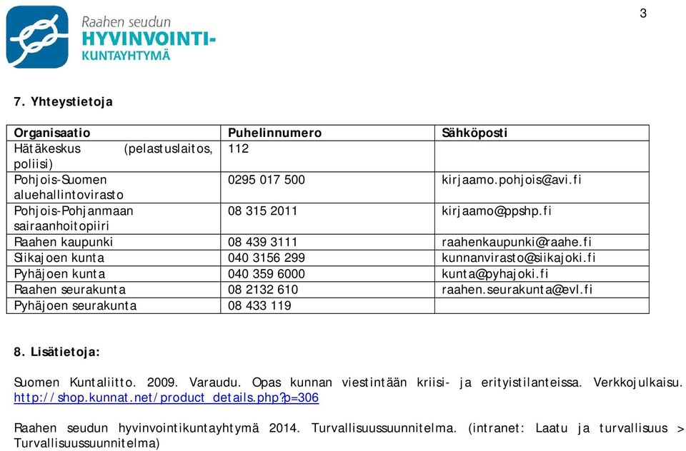 fi Siikajoen kunta 040 3156 299 kunnanvirasto@siikajoki.fi Pyhäjoen kunta 040 359 6000 kunta@pyhajoki.fi Raahen seurakunta 08 2132 610 raahen.seurakunta@evl.fi Pyhäjoen seurakunta 08 433 119 8.