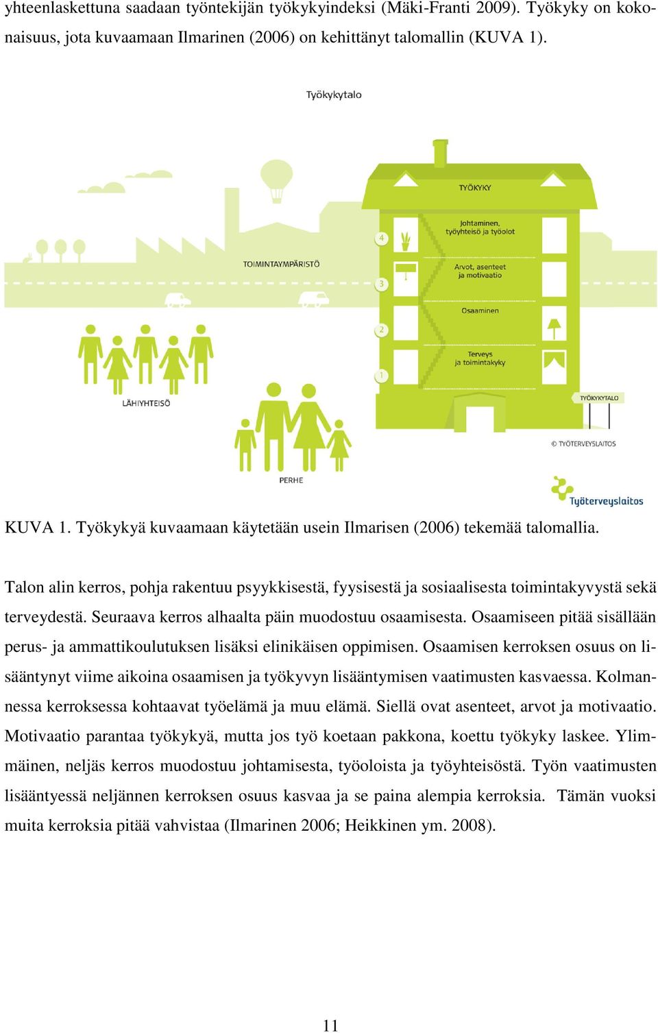 Seuraava kerros alhaalta päin muodostuu osaamisesta. Osaamiseen pitää sisällään perus- ja ammattikoulutuksen lisäksi elinikäisen oppimisen.