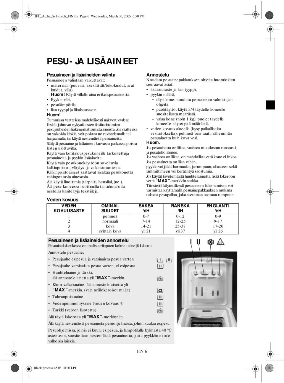 Huom! Käytä villalle aina erikoispesuainetta. Pyykin väri, pesulämpötila, lian tyyppi ja likaisuusaste. Huom!