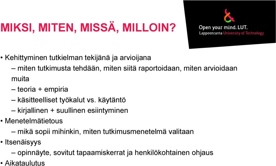 miten arvioidaan muita teoria + empiria käsitteelliset työkalut vs.