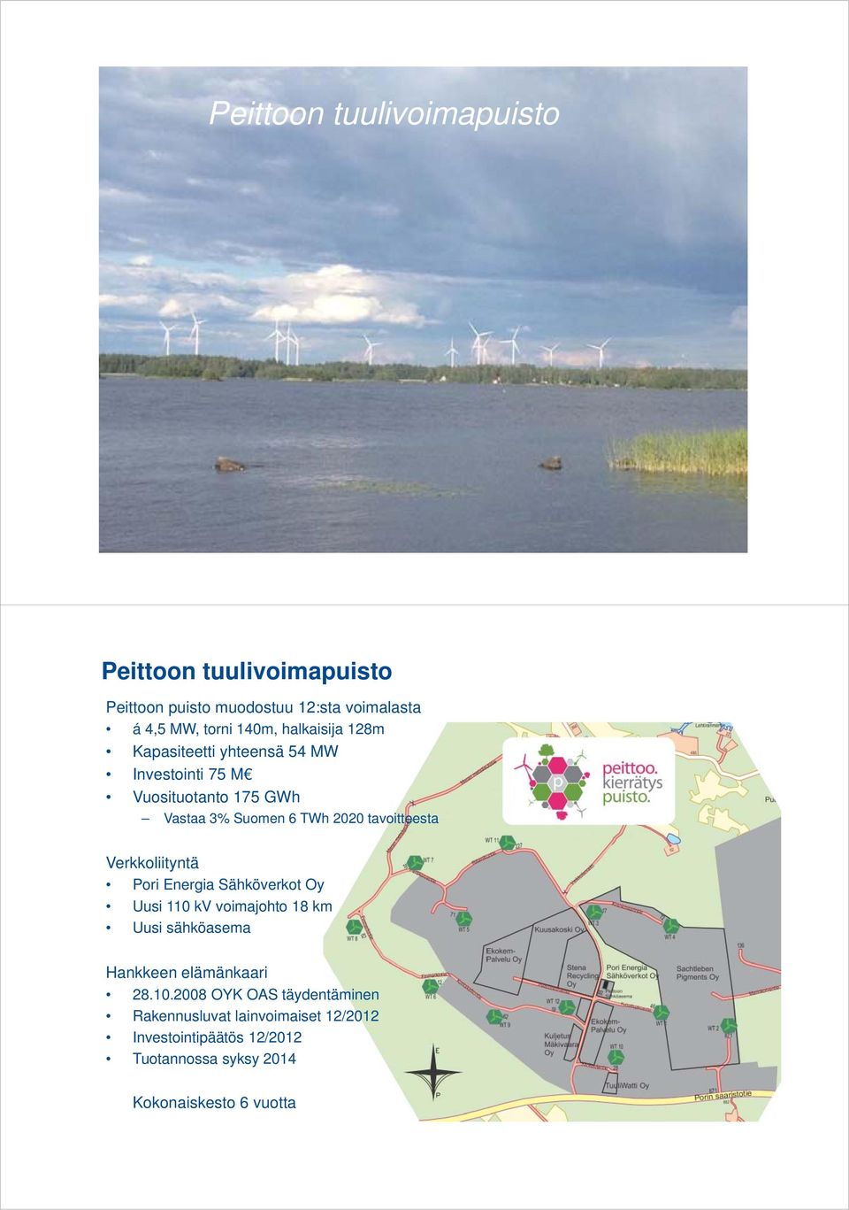 tavoitteesta Verkkoliityntä Pori Energia Sähköverkot Oy Uusi 110 kv voimajohto 18 km Uusi sähköasema Hankkeen elämänkaari