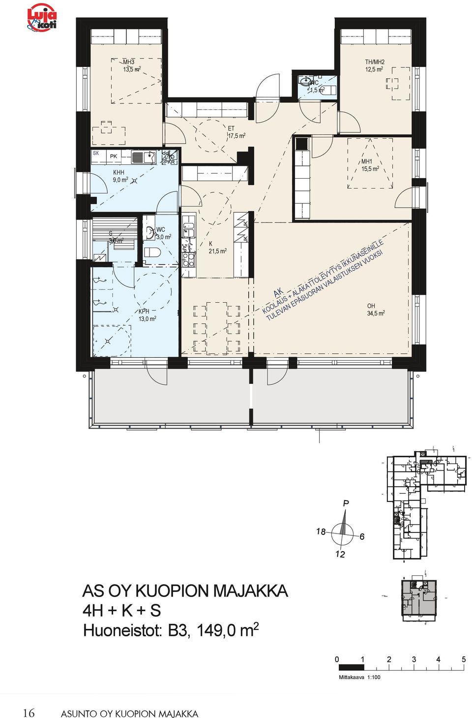 2 OOLAU + ALAATTOLEVYTY IUNAEINILLE TULEVAN EÄUORAN VALAITUEN VUOI oistumistieleik A2 oistumistieleik A1 HUONEITO: B3 (2.