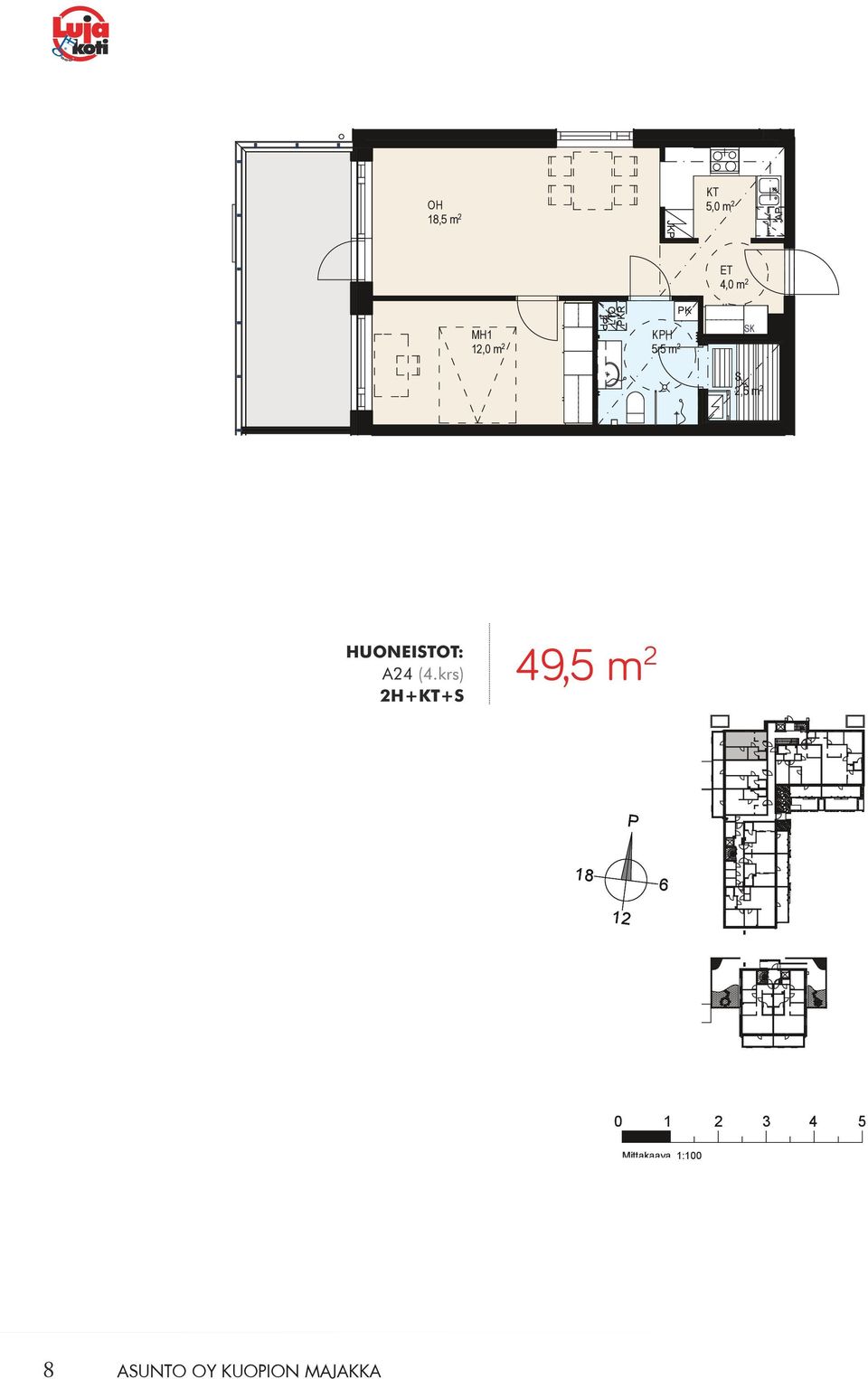 krs) 2H++ 49,5 m 2 A OY UOION MAJAA 2H + + Huoneistot: A3, 49,5 m 2 17.