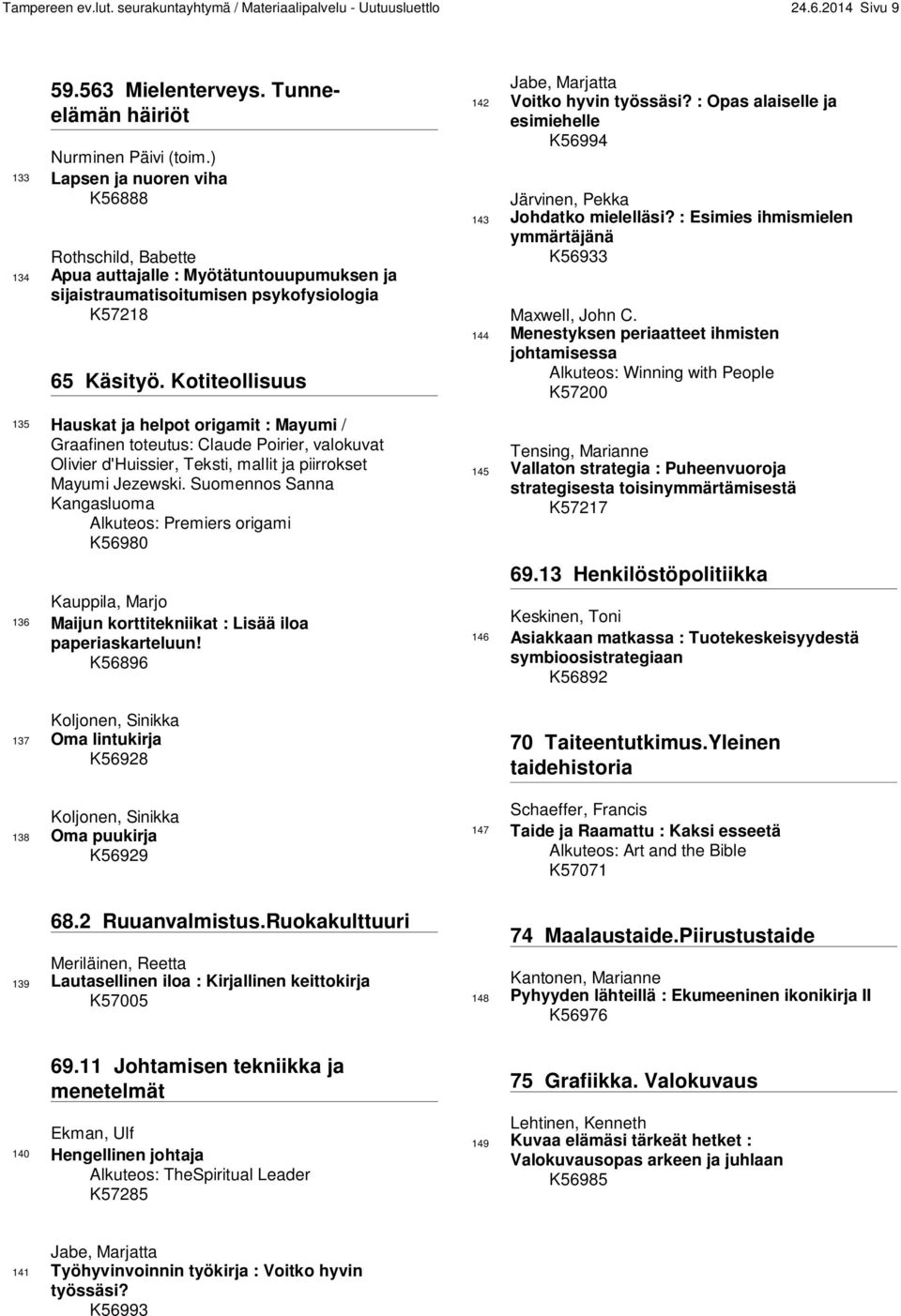 Kotiteollisuus 135 Hauskat ja helpot origamit : Mayumi / Graafinen toteutus: Claude Poirier, valokuvat Olivier d'huissier, Teksti, mallit ja piirrokset Mayumi Jezewski.