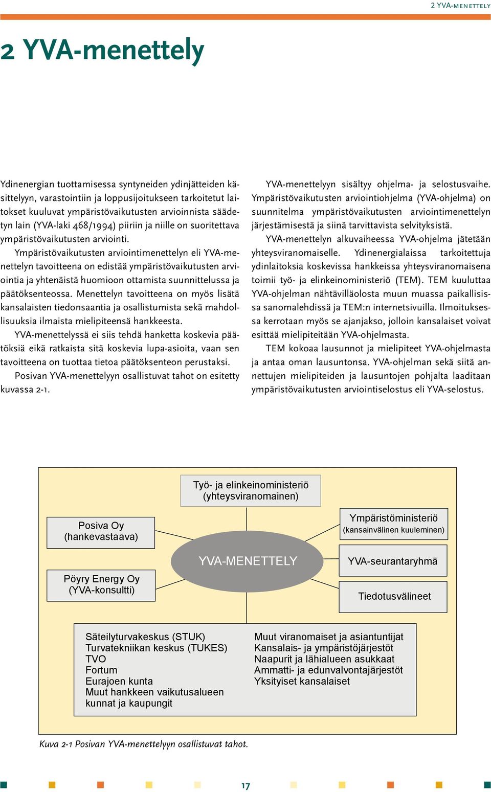 Ympäristövaikutusten arviointimenettelyn eli YVA-menettelyn tavoitteena on edistää ympäristövaikutusten arviointia ja yhtenäistä huomioon ottamista suunnittelussa ja päätöksenteossa.
