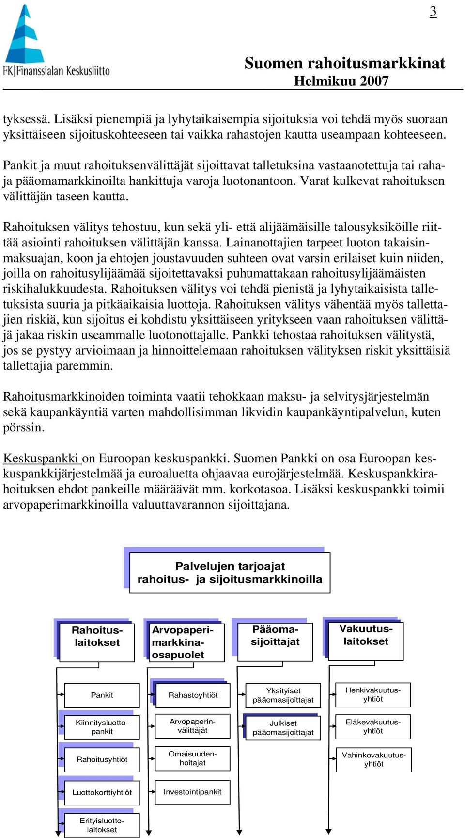 Rahoituksen välitys tehostuu, kun sekä yli- että alijäämäisille talousyksiköille riittää asiointi rahoituksen välittäjän kanssa.