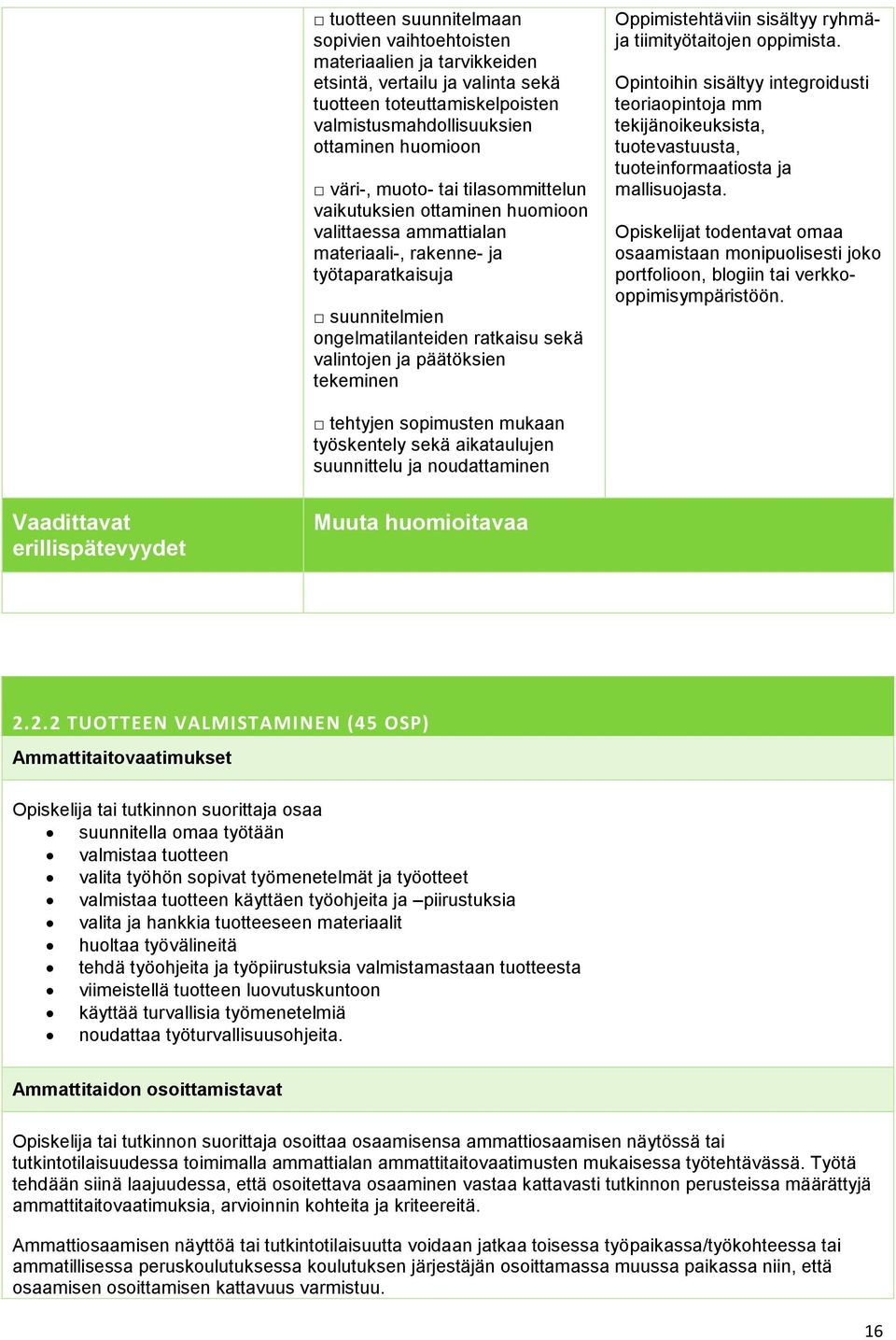 tekeminen Oppimistehtäviin sisältyy ryhmäja tiimityötaitojen oppimista. Opintoihin sisältyy integroidusti teoriaopintoja mm tekijänoikeuksista, tuotevastuusta, tuoteinformaatiosta ja mallisuojasta.