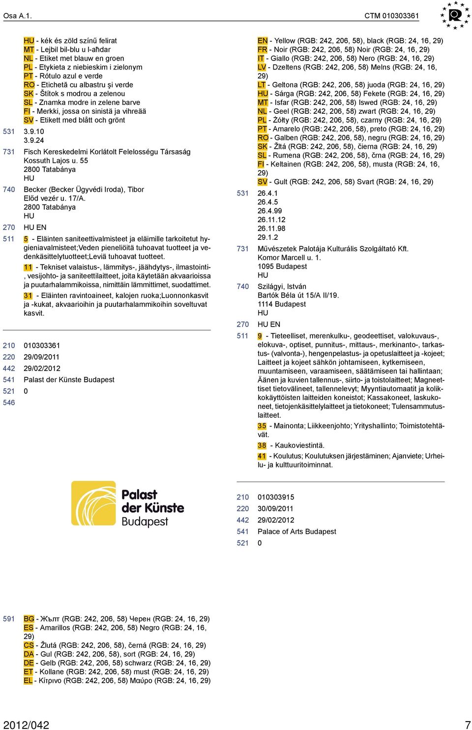 verde SK - Štítok s modrou a zelenou SL - Znamka modre in zelene barve FI - Merkki, jossa on sinistä ja vihreää SV - Etikett med blått och grönt 3.9.