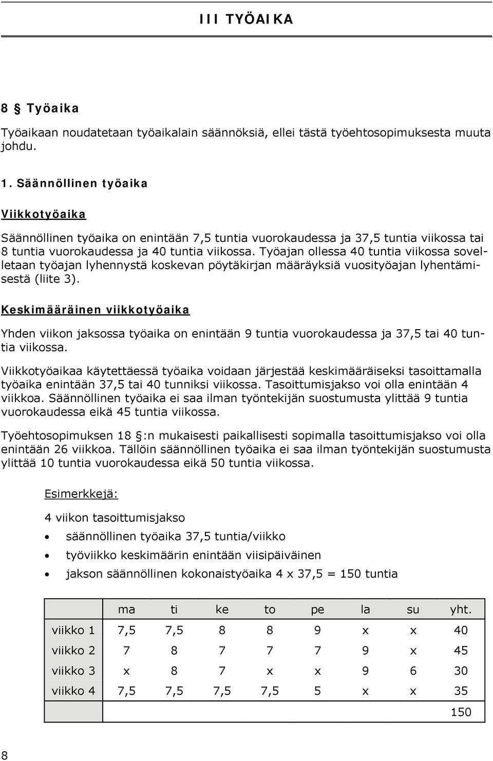 Työajan ollessa 40 tuntia viikossa sovelletaan työajan lyhennystä koskevan pöytäkirjan määräyksiä vuosityöajan lyhentämisestä (liite 3).