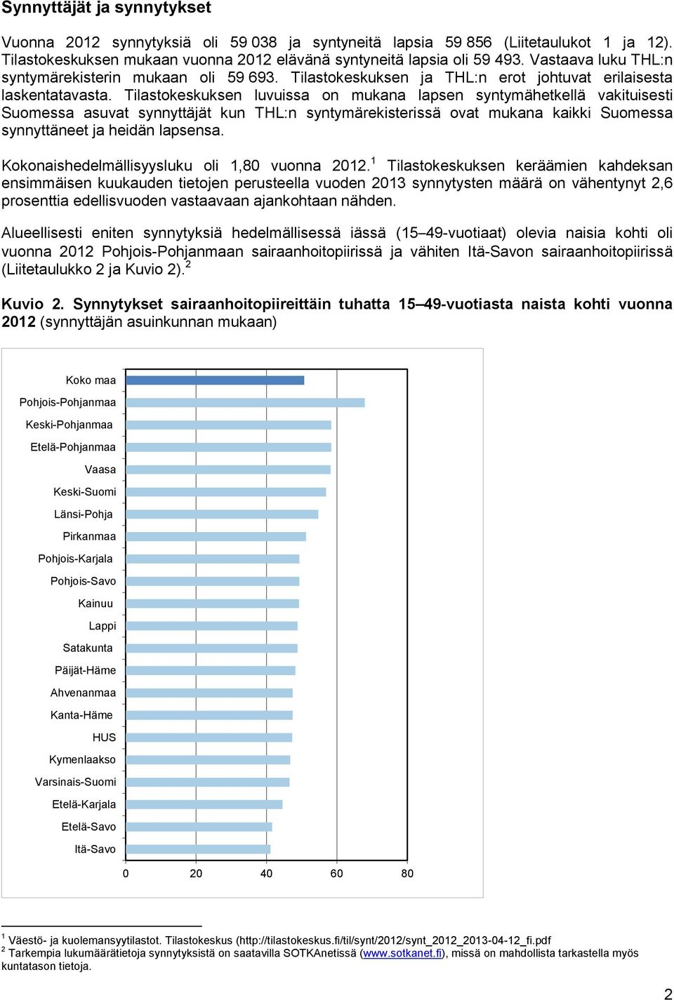 Tilastokeskuksen luvuissa on mukana lapsen syntymähetkellä vakituisesti Suomessa asuvat synnyttäjät kun THL:n syntymärekisterissä ovat mukana kaikki Suomessa synnyttäneet ja heidän lapsensa.