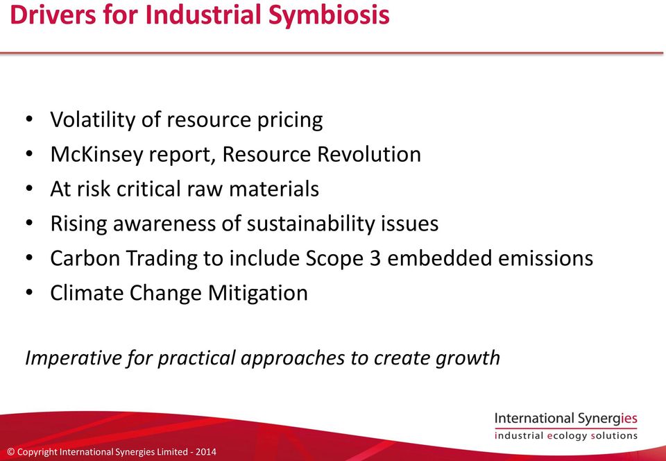 of sustainability issues Carbon Trading to include Scope 3 embedded