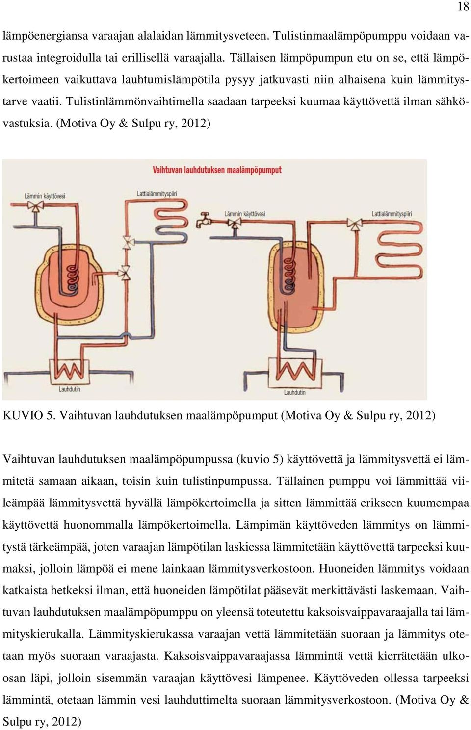 Tulistinlämmönvaihtimella saadaan tarpeeksi kuumaa käyttövettä ilman sähkövastuksia. (Motiva Oy & Sulpu ry, 2012) KUVIO 5.