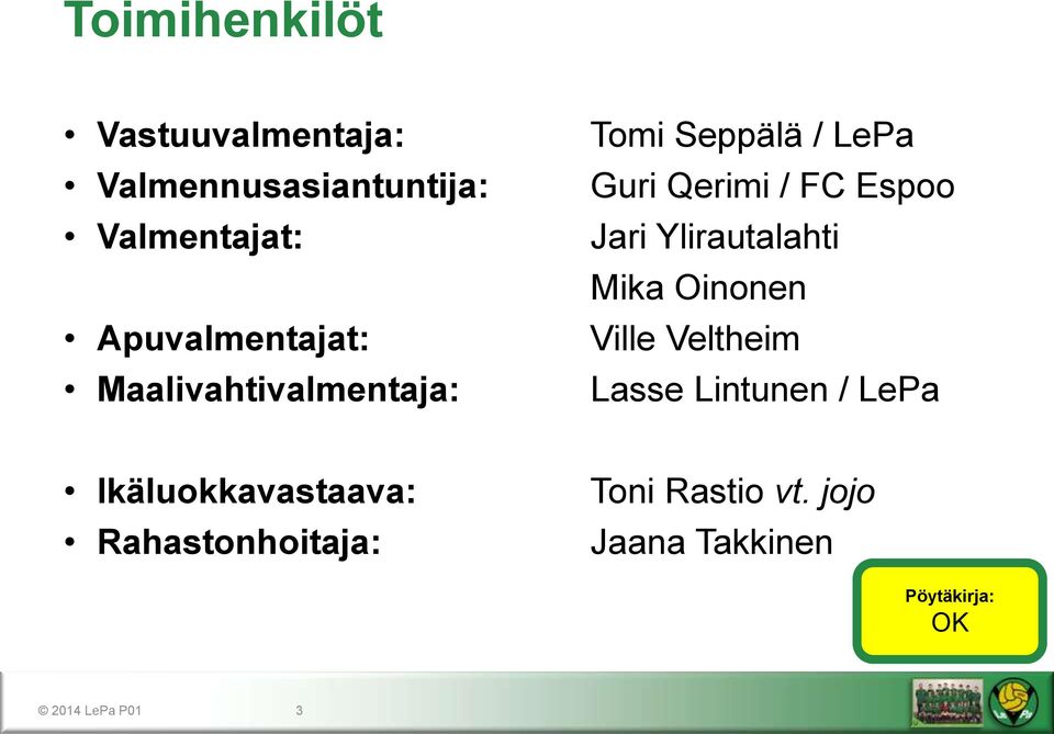 Espoo Jari Ylirautalahti Mika Oinonen Ville Veltheim Lasse Lintunen / LePa
