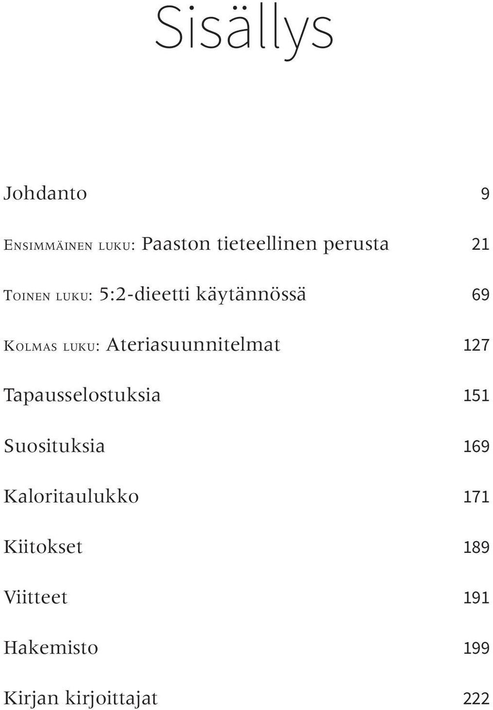 Ateriasuunnitelmat 127 Tapausselostuksia 151 Suosituksia 169