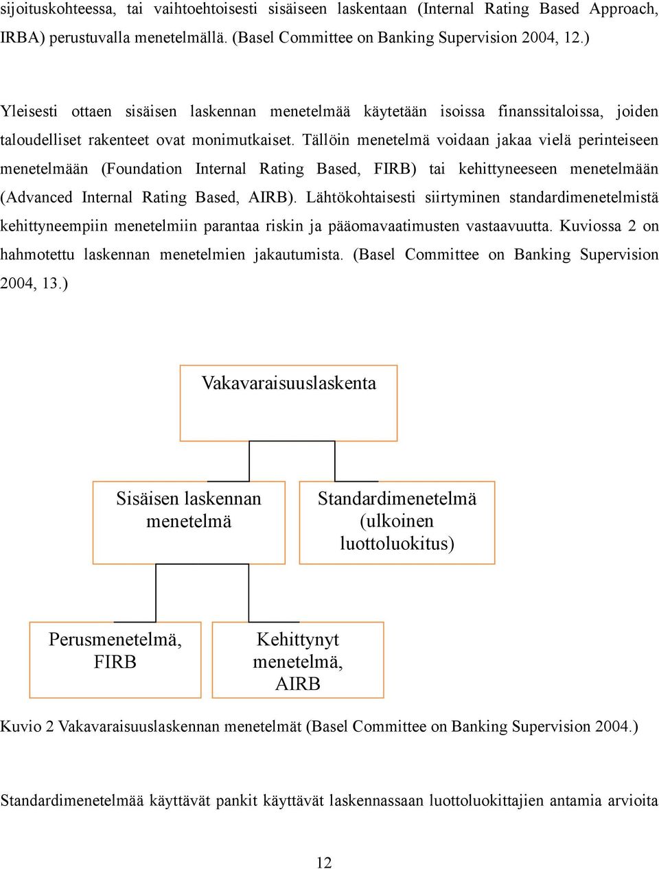 Tällöin menetelmä voidaan jakaa vielä perinteiseen menetelmään (Foundation Internal Rating Based, FIRB) tai kehittyneeseen menetelmään (Advanced Internal Rating Based, AIRB).