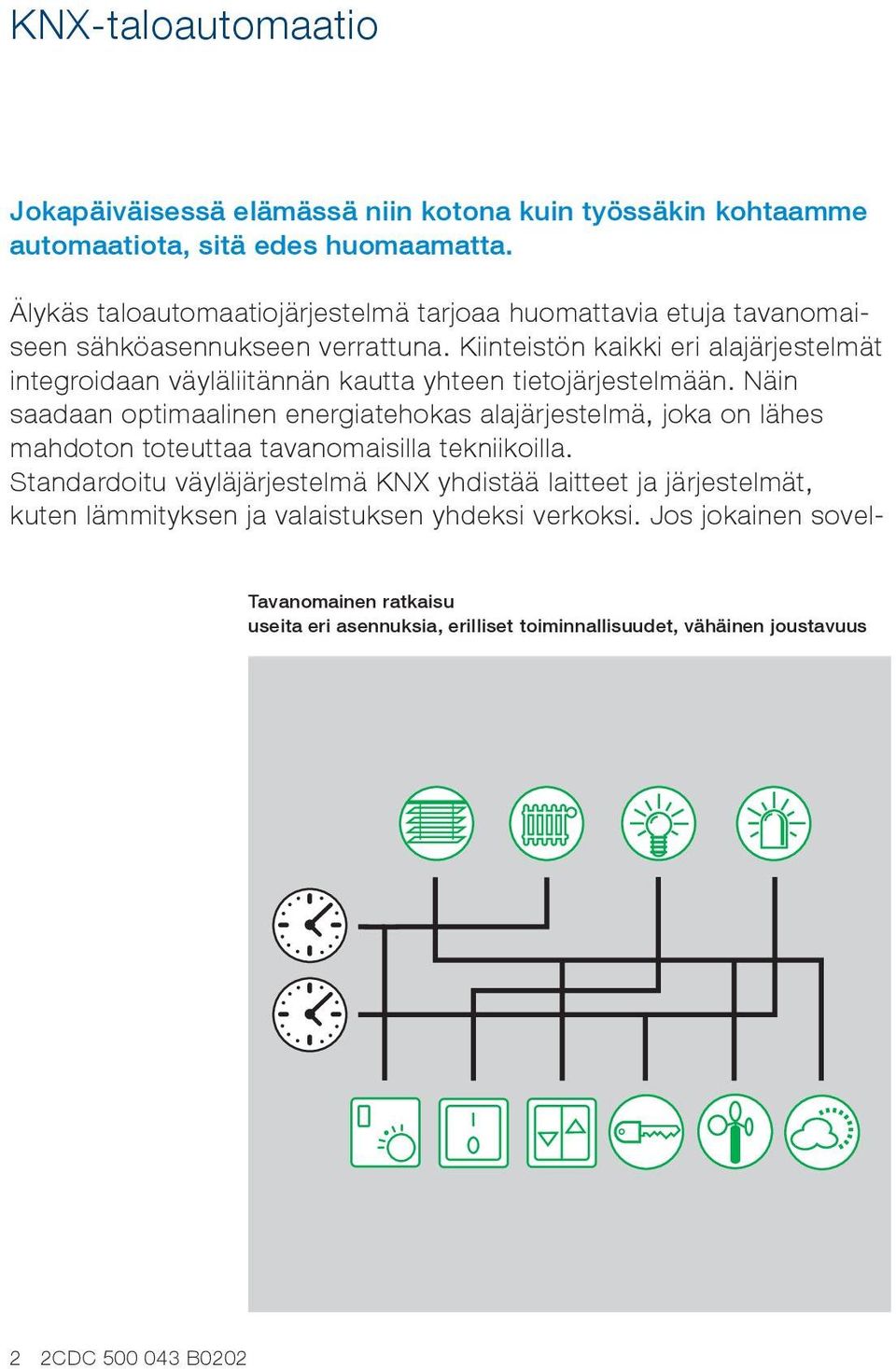 Kiinteistön kaikki eri alajärjestelmät integroidaan väyläliitännän kautta yhteen tietojärjestelmään.