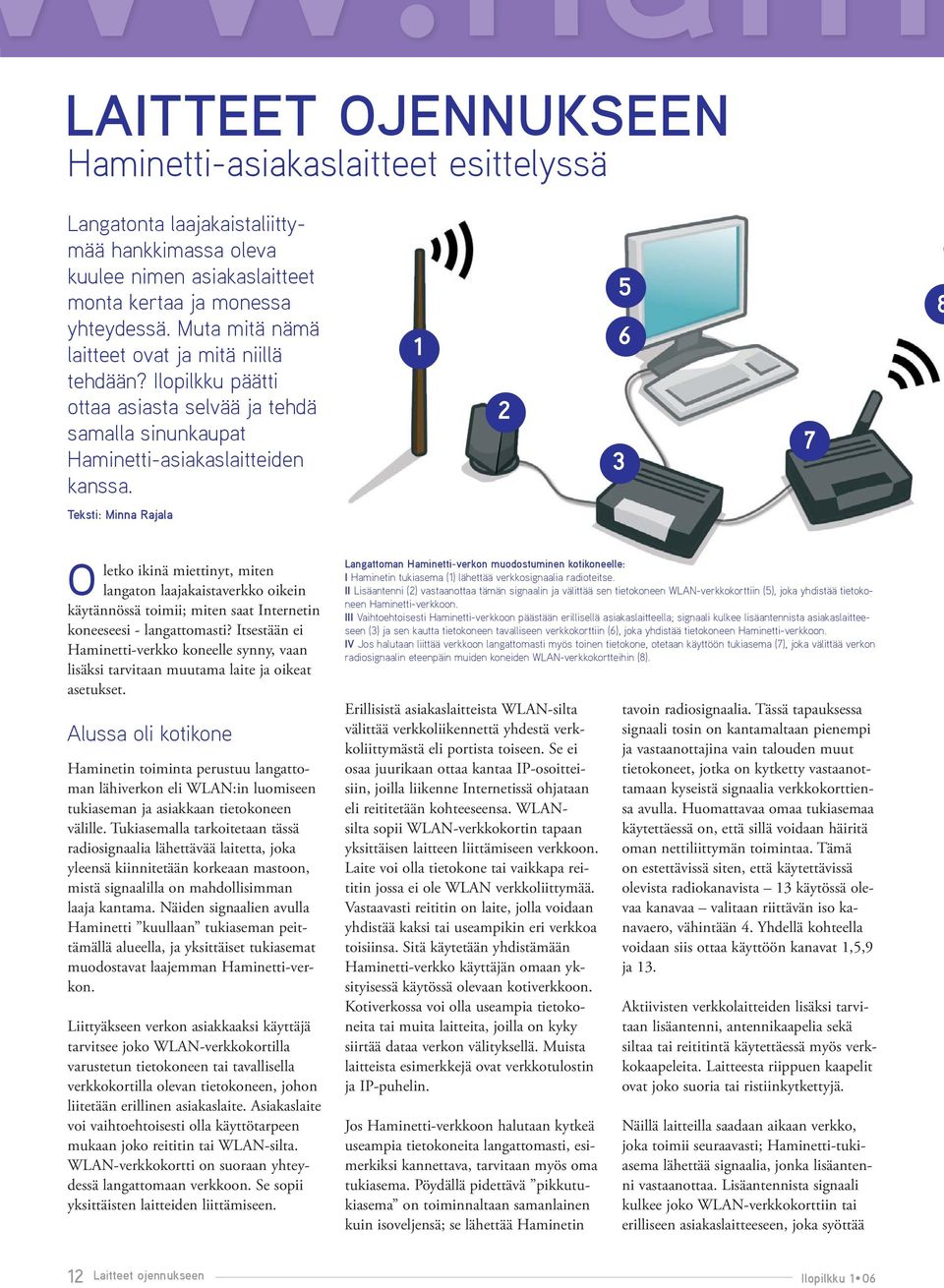 Teksti: Minna Rajala O letko ikinä miettinyt, miten langaton laajakaistaverkko oikein käytännössä toimii; miten saat Internetin koneeseesi - langattomasti?