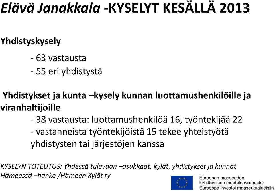 työntekijää 22 - vastanneista työntekijöistä 15 tekee yhteistyötä yhdistysten tai järjestöjen kanssa