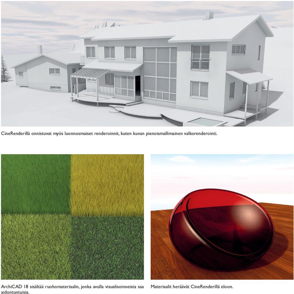 ArchiCAD 18 sisältää ruohomateriaalin, jonka avulla