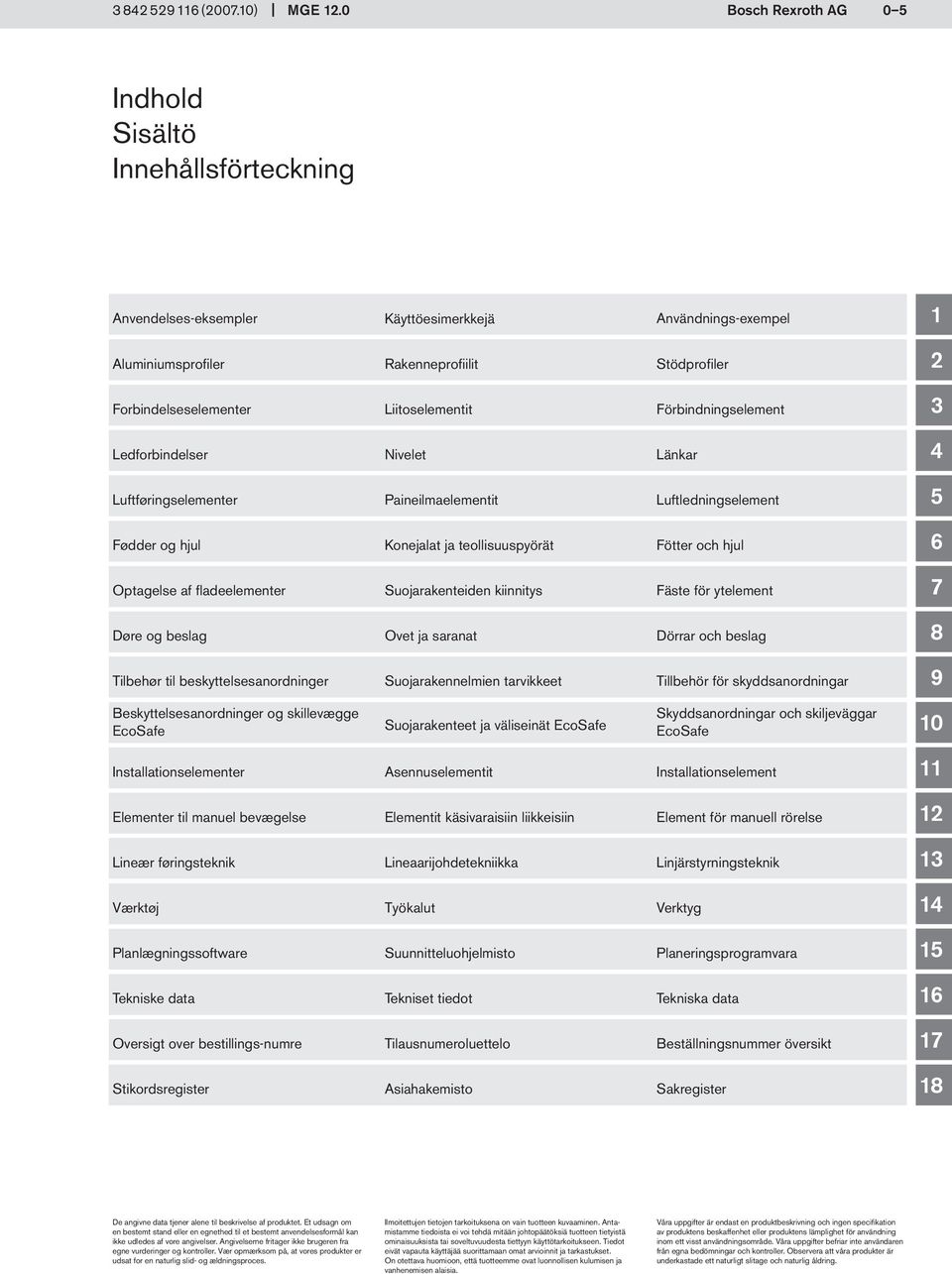 Forbindelseselementer Liitoselementit Förbindningselement Ledforbindelser Nivelet Länkar Luftføringselementer Paineilmaelementit Luftledningselement Fødder og hjul Konejalat ja teollisuuspyörät