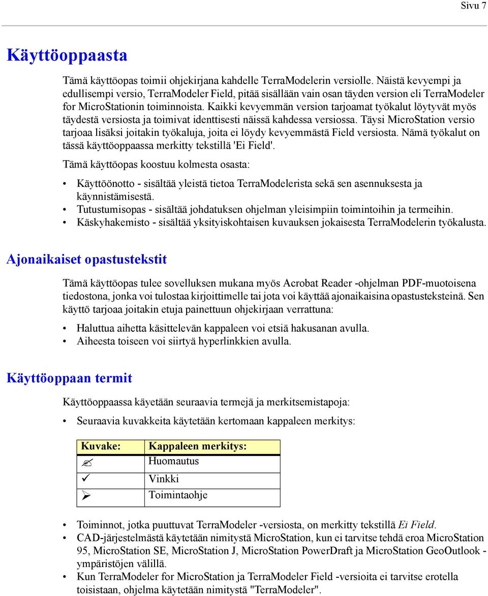 Kaikki kevyemmän version tarjoamat työkalut löytyvät myös täydestä versiosta ja toimivat identtisesti näissä kahdessa versiossa.