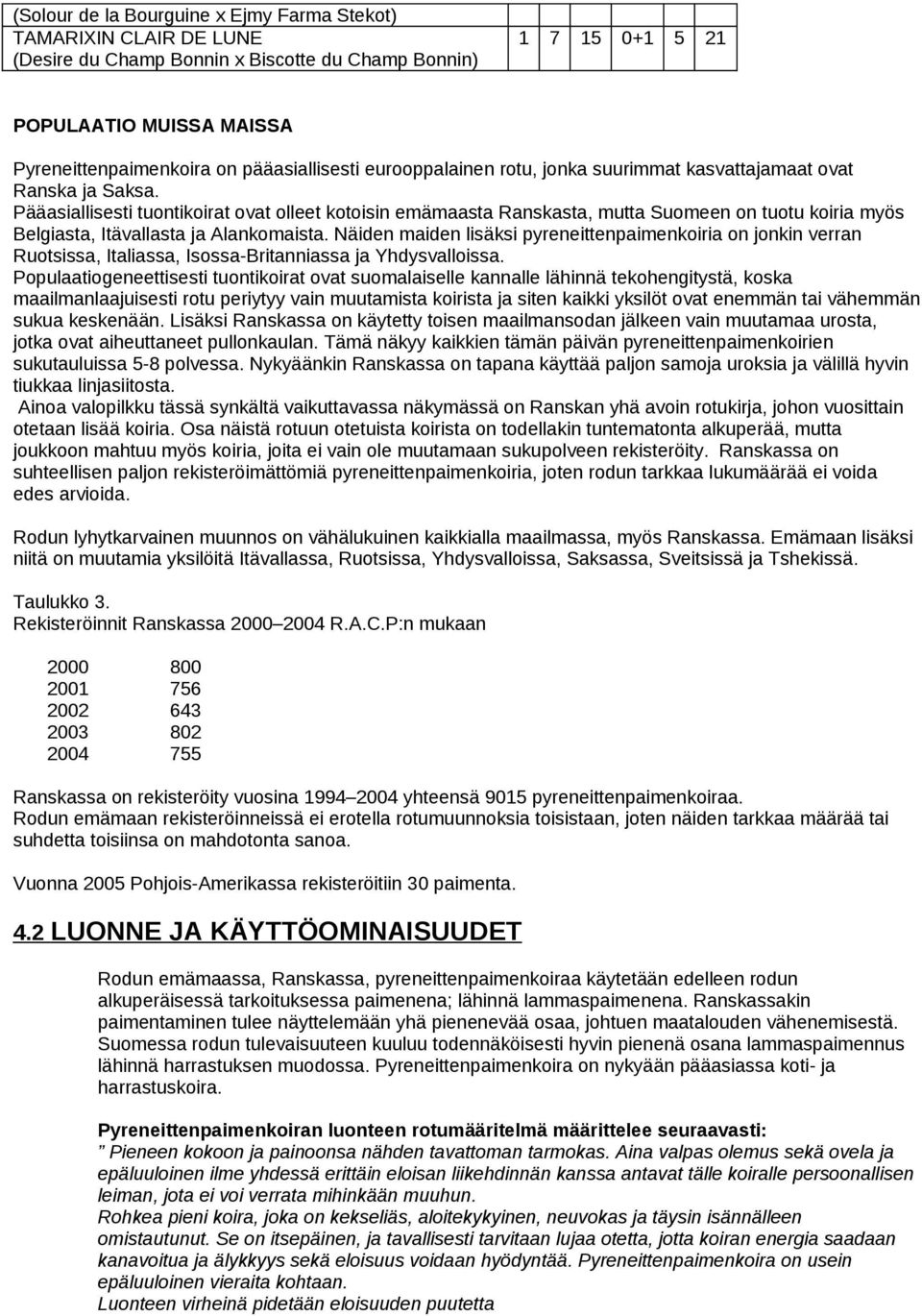 Pääasiallisesti tuontikoirat ovat olleet kotoisin emämaasta Ranskasta, mutta Suomeen on tuotu koiria myös Belgiasta, Itävallasta ja Alankomaista.