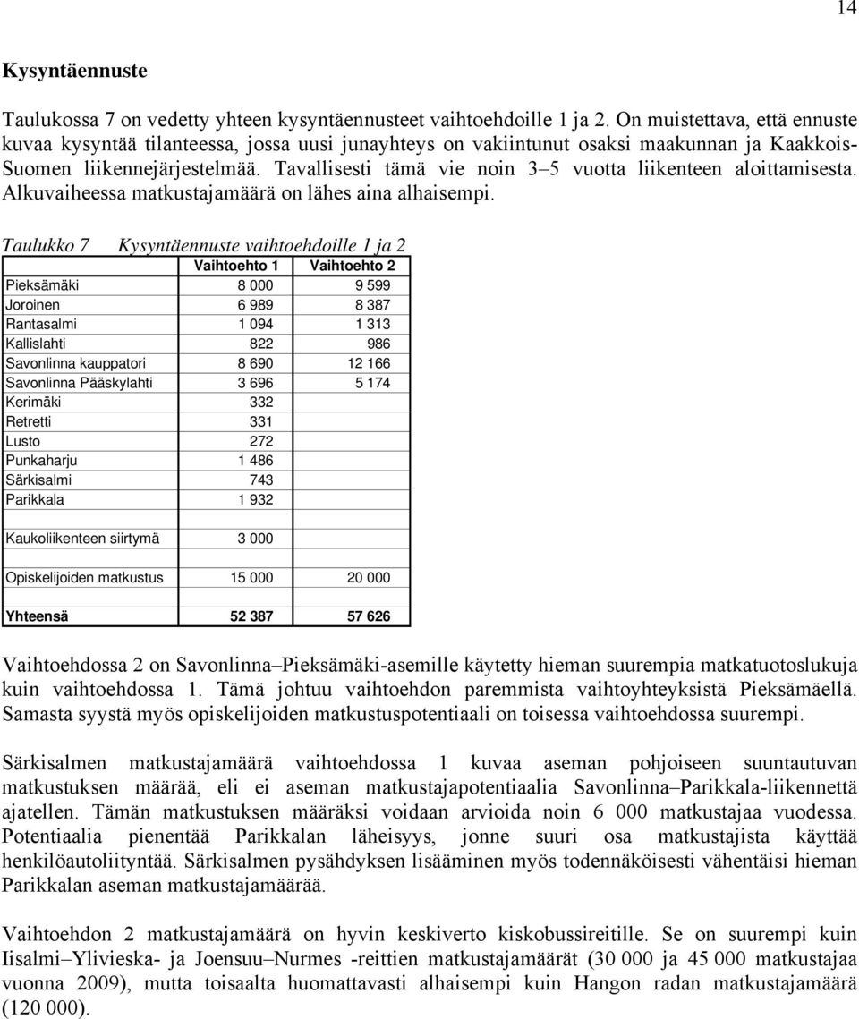 Tavallisesti tämä vie noin 3 5 vuotta liikenteen aloittamisesta. Alkuvaiheessa matkustajamäärä on lähes aina alhaisempi.