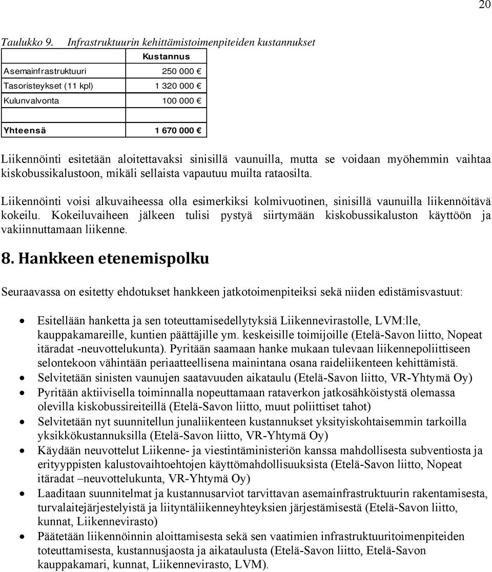 aloitettavaksi sinisillä vaunuilla, mutta se voidaan myöhemmin vaihtaa kiskobussikalustoon, mikäli sellaista vapautuu muilta rataosilta.