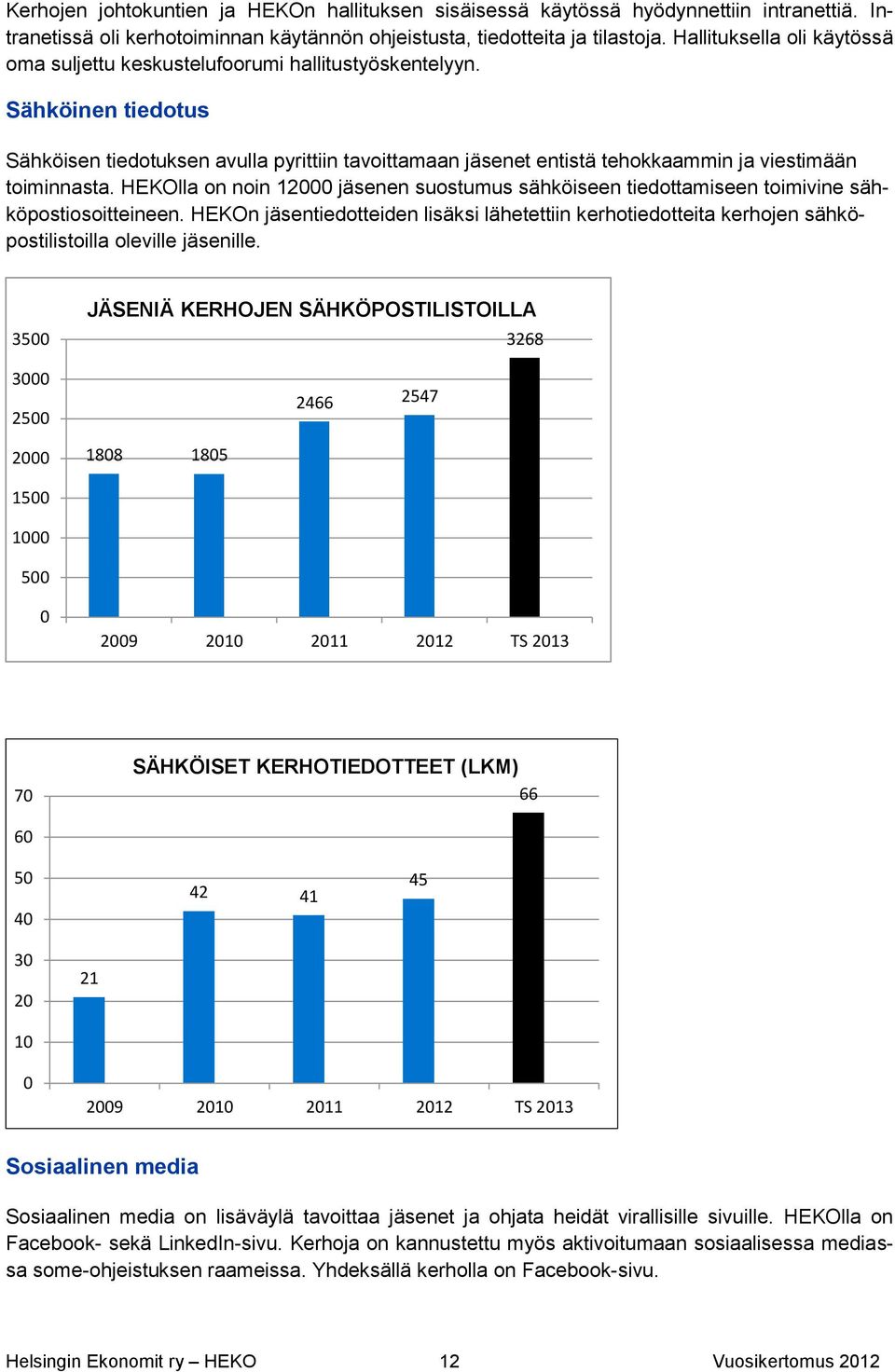 Sähköinen tiedotus Sähköisen tiedotuksen avulla pyrittiin tavoittamaan jäsenet entistä tehokkaammin ja viestimään toiminnasta.