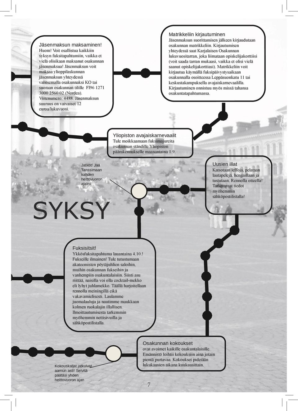 Jäsenmaksun suuruus on vaivaiset 12 euroa/lukuvuosi. Matrikkeliin kirjautuminen Jäsenmaksun suorittamisen jälkeen kirjaudutaan osakunnan matrikkeliin.