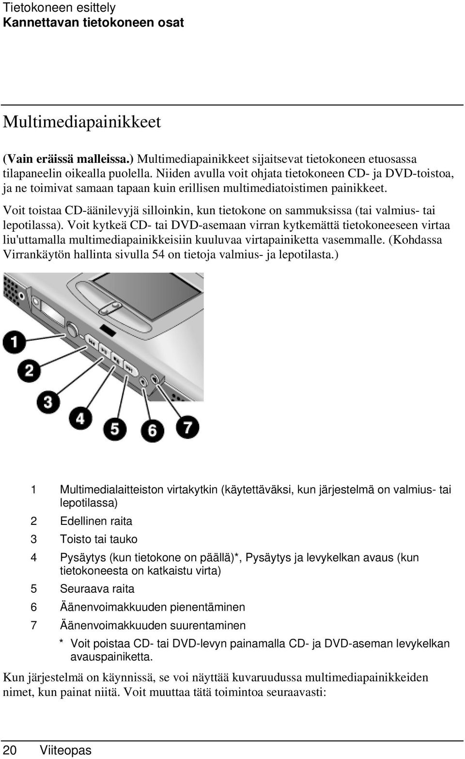 Voit toistaa CD-äänilevyjä silloinkin, kun tietokone on sammuksissa (tai valmius- tai lepotilassa).