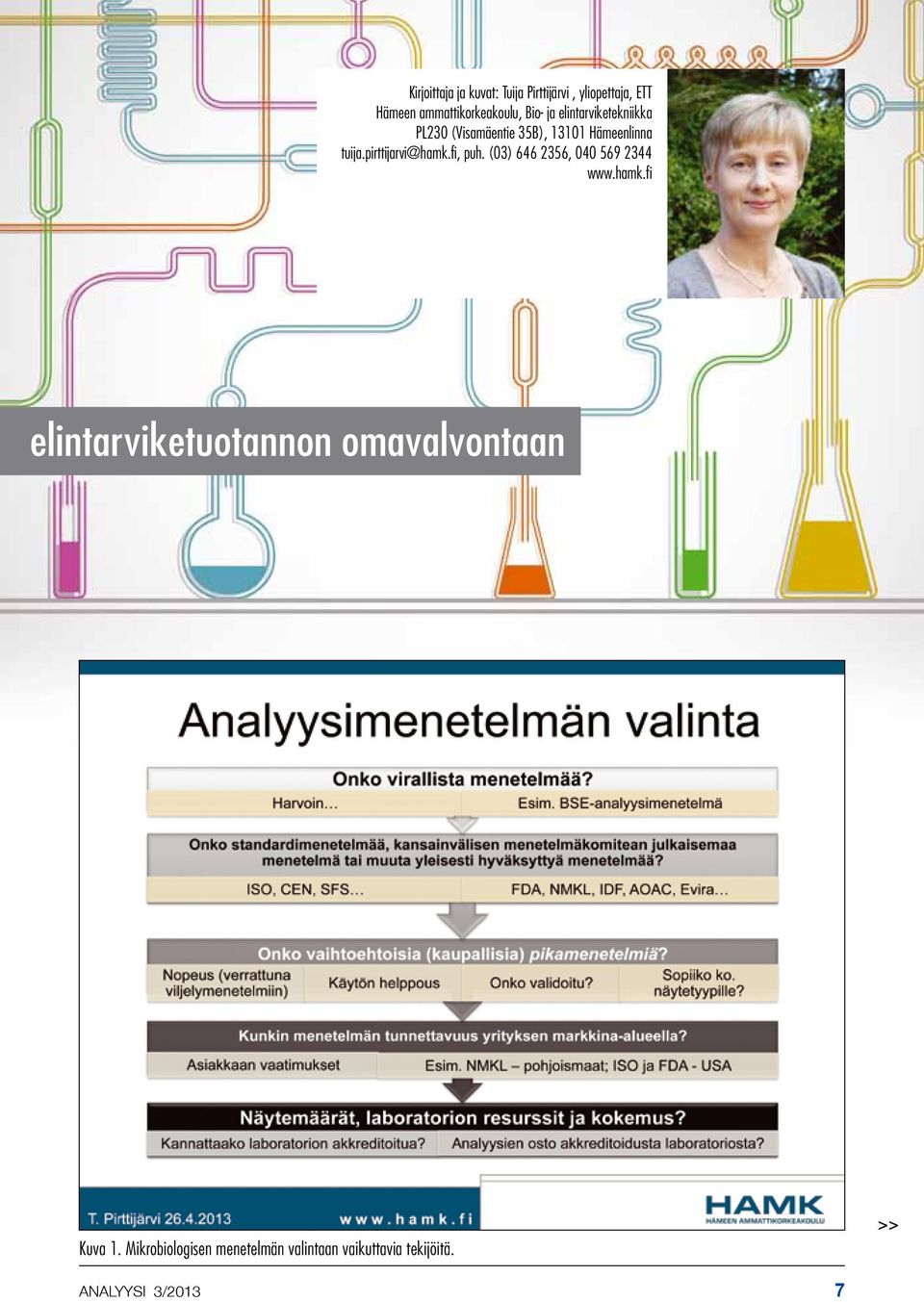 pirttijarvi@hamk.fi, puh. (03) 646 2356, 040 569 2344 www.hamk.fi elintarviketuotannon omavalvontaan Kuva 1.