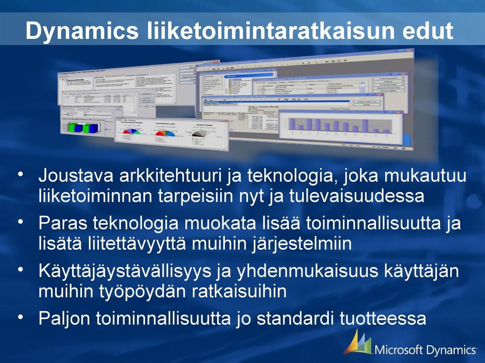 toiminnallisuutta ja lisätä liitettävyyttä muihin järjestelmiin Käyttäjäystävällisyys ja