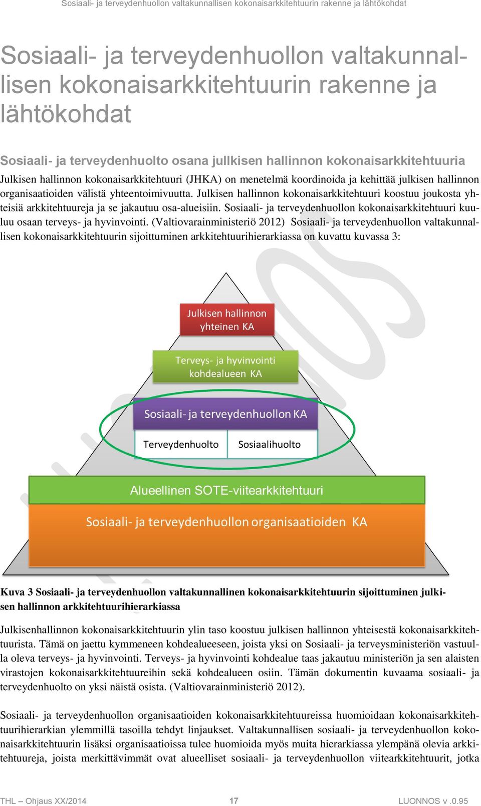 yhteentoimivuutta. Julkisen hallinnon kokonaisarkkitehtuuri koostuu joukosta yhteisiä arkkitehtuureja ja se jakautuu osa-alueisiin.