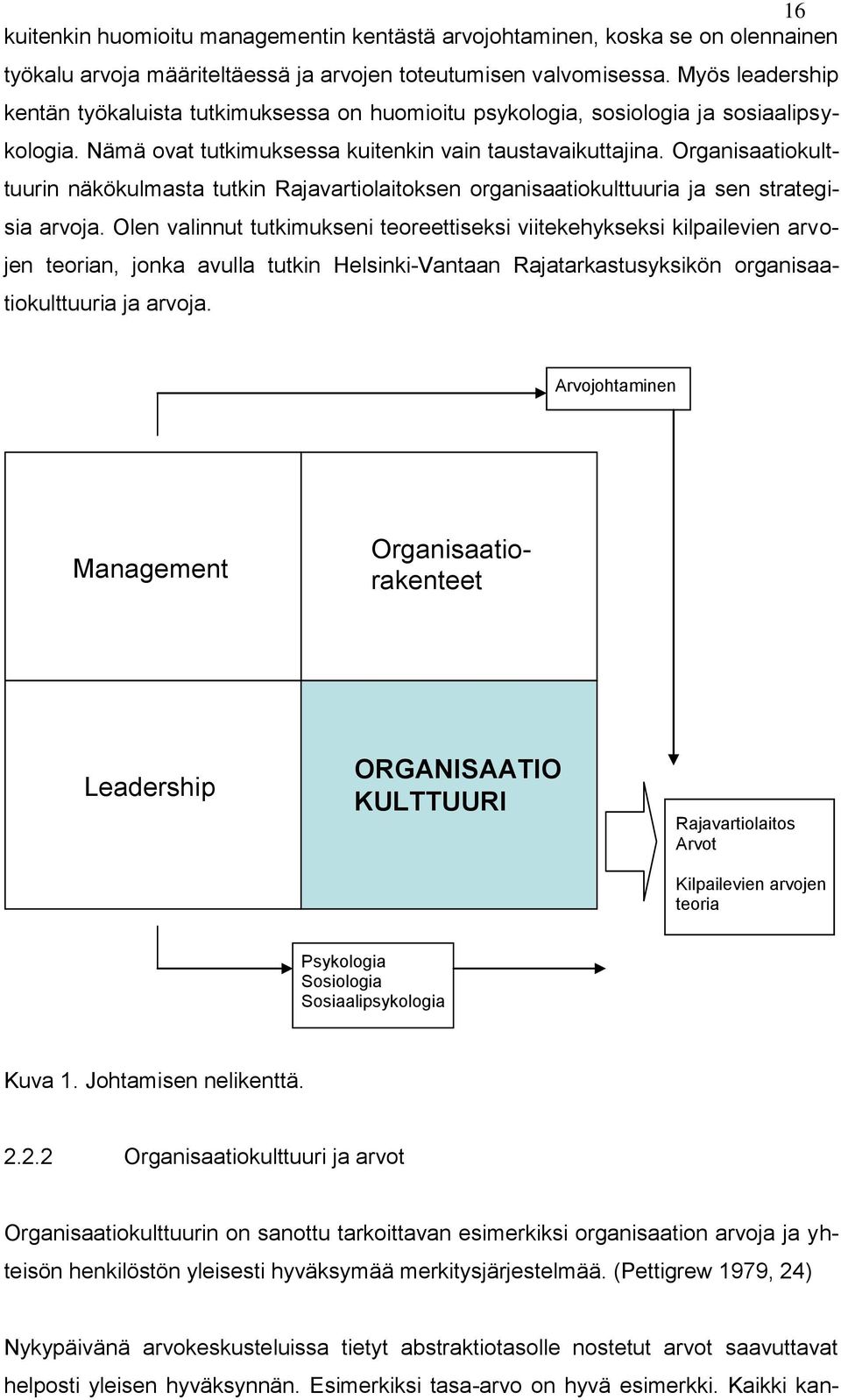 Organisaatiokulttuurin näkökulmasta tutkin Rajavartiolaitoksen organisaatiokulttuuria ja sen strategisia arvoja.