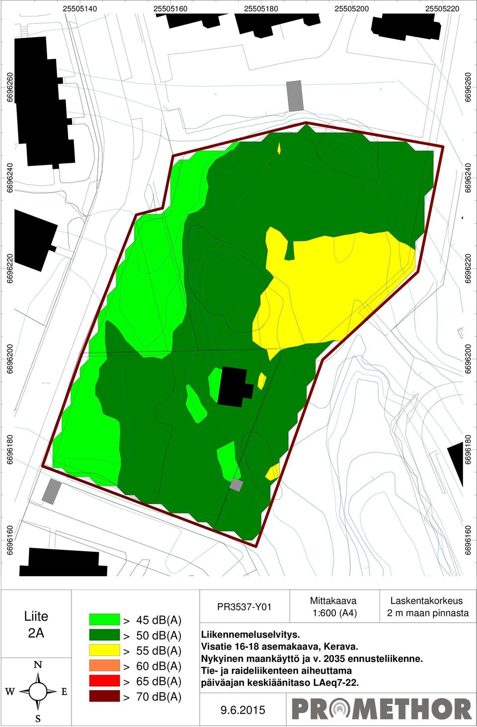 Visatie 16-18 asemakaava, Kerava. Nykyinen maankäyttö ja v. 2035 ennusteliikenne.