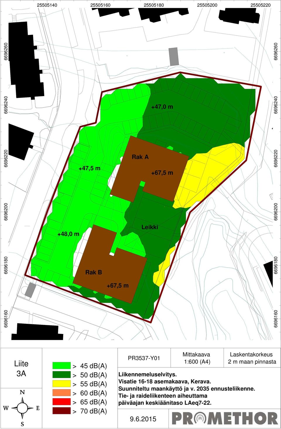 pinnasta Liikennemeluselvitys. Visatie 16-18 asemakaava, Kerava. Suunniteltu maankäyttö ja v.